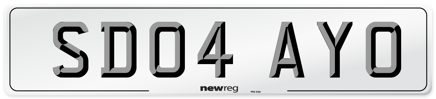 SD04 AYO Number Plate from New Reg
